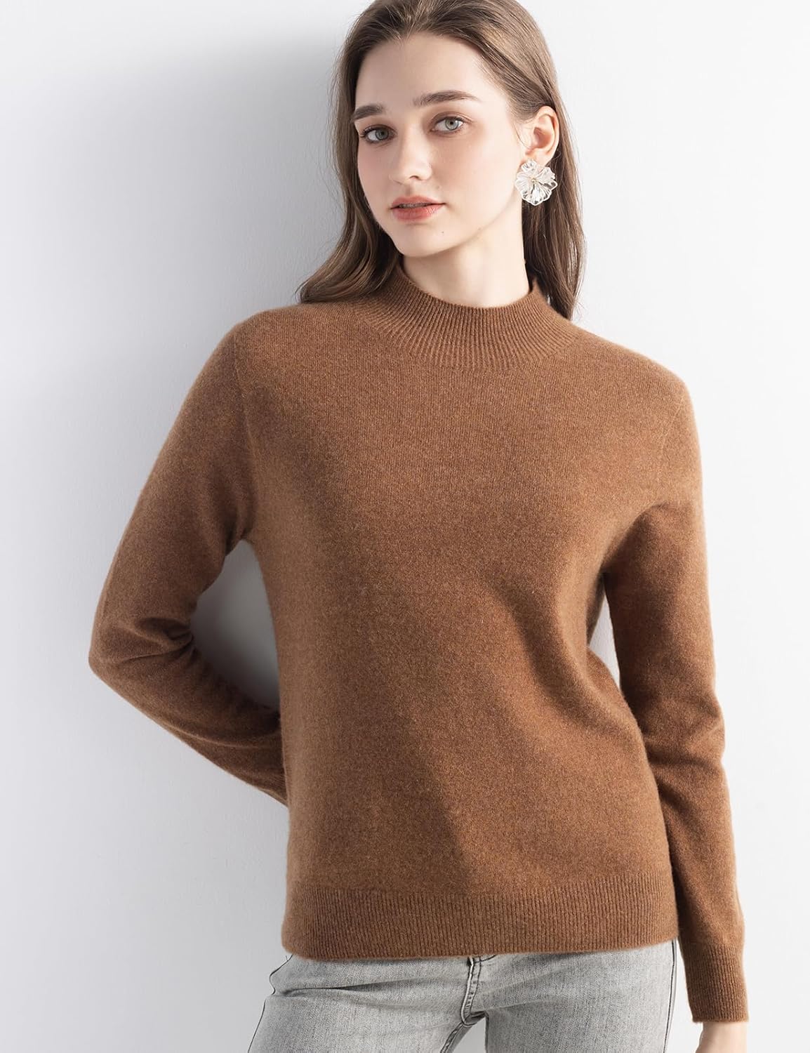 Chanyarn Women's 100% Pure Cashmere Sweater Mock Neck Long Sleeve Warm Leisure 2025 Fall Winter Knit Pullover - Image 2