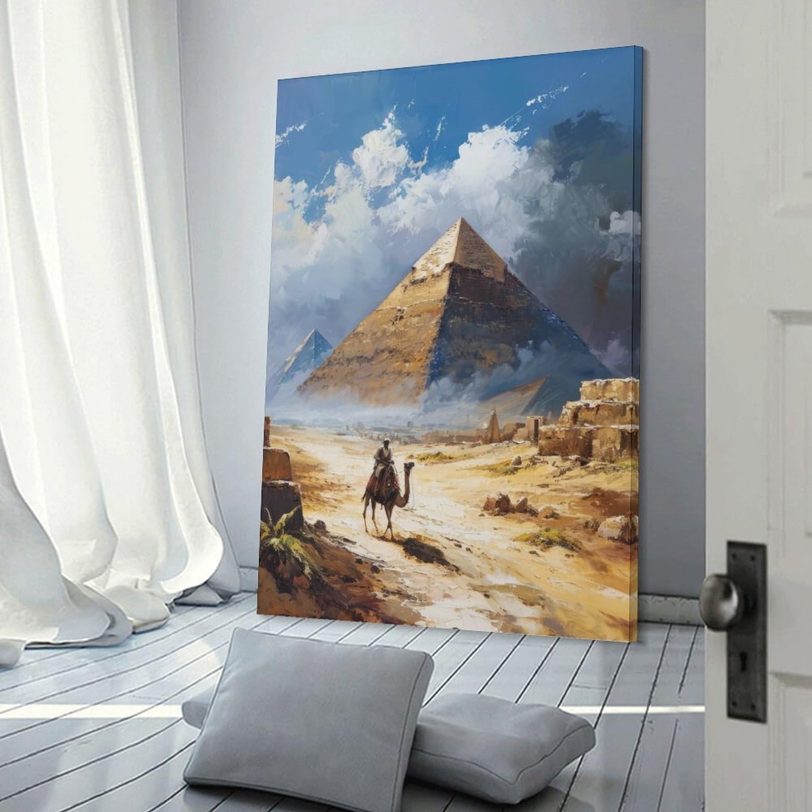 Junmoney Room Decor Wall Art Desert Trek Egypt, 24x36inch(60x90cm), for Living Room, Lounge Or Sitting Room, Canvas Styling for A Polished Room Look