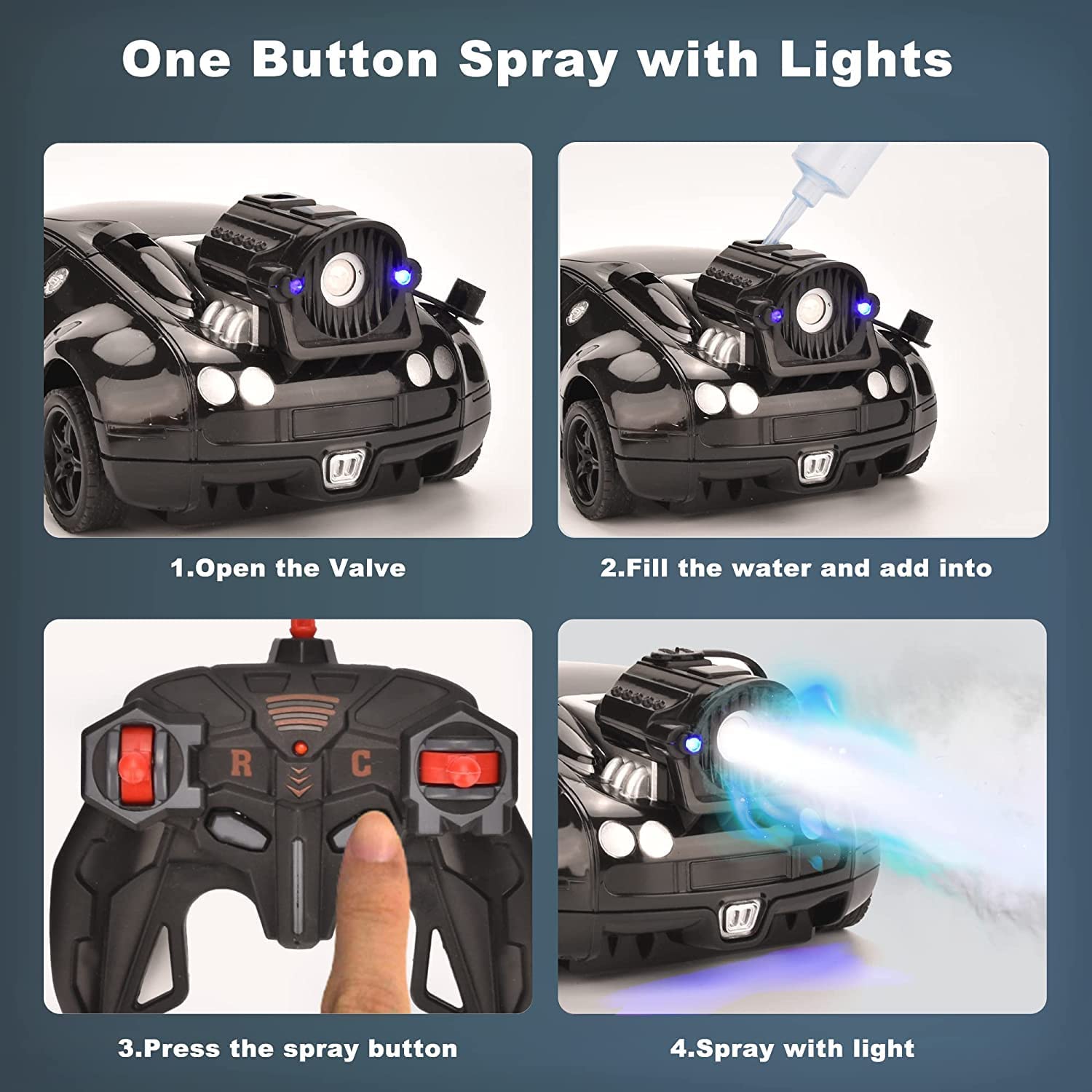 E-ROYAL SHOP Remote Control 2 in1 Convertible Robot Car Water Booster Spray Toy for Kids with Rechargeable Battery (Blue) - Image 3 thumbnail