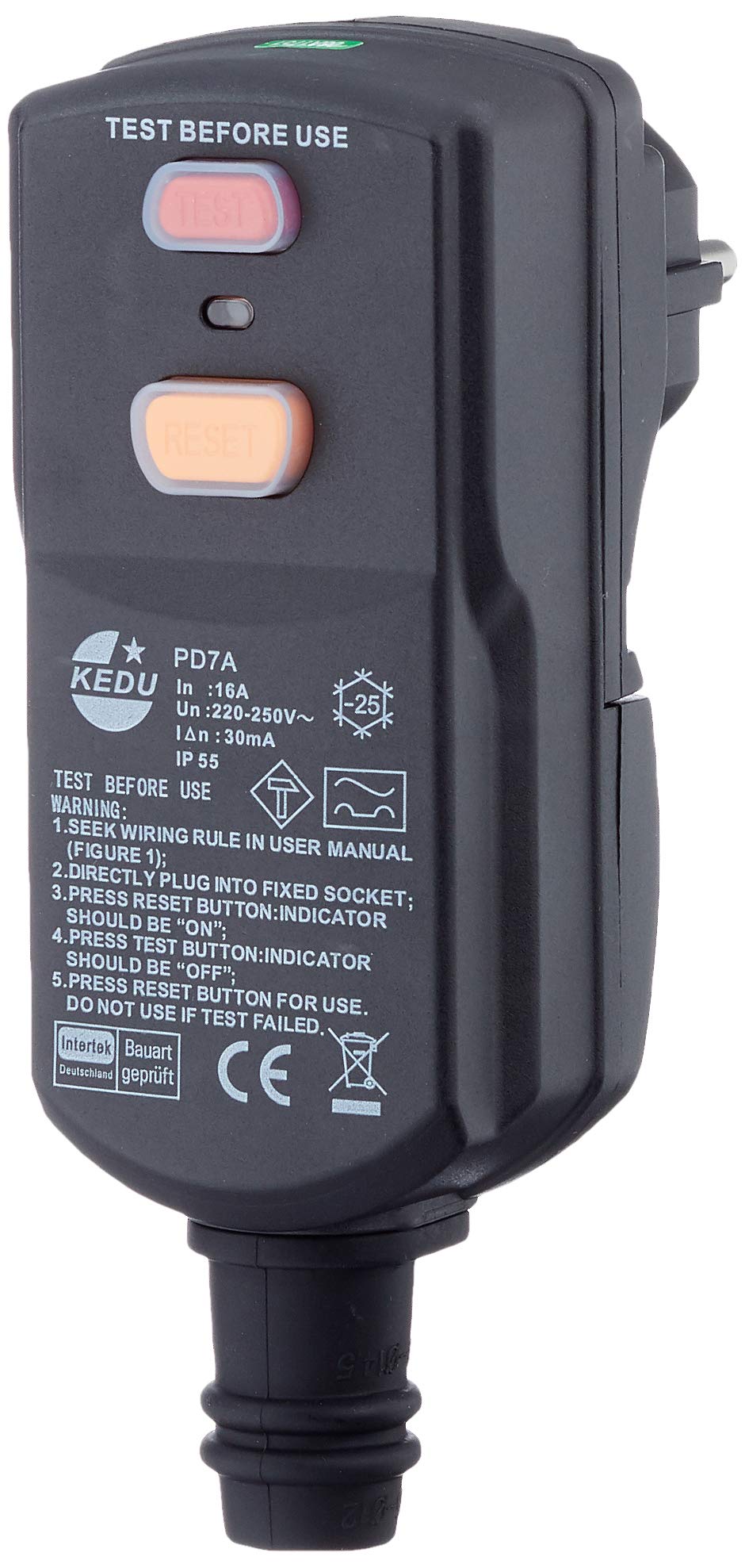 DI-Personne Connecteur de protection pour intérieur IP55 Noir