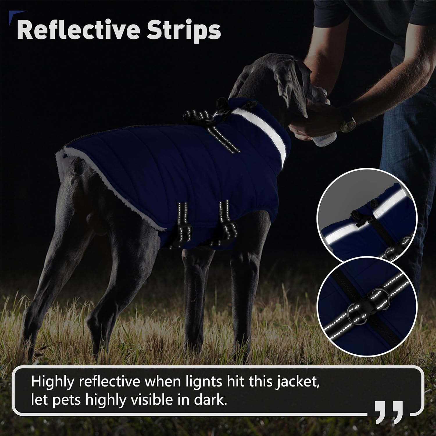 Dogcheer Dog Coat, Waterproof Dog Jacket with Harness, Reflective Adjustable Puppy Winter Coat with Zipper, Christmas Snow Jacket Clothes for Small Medium Large Dogs - Blue 2XL - Image 5