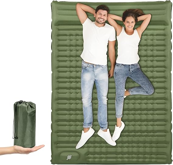 CBBPET Wide Sleeping Pad, 4.3" UltraThick Inflatable Camping Mattress 2 Person