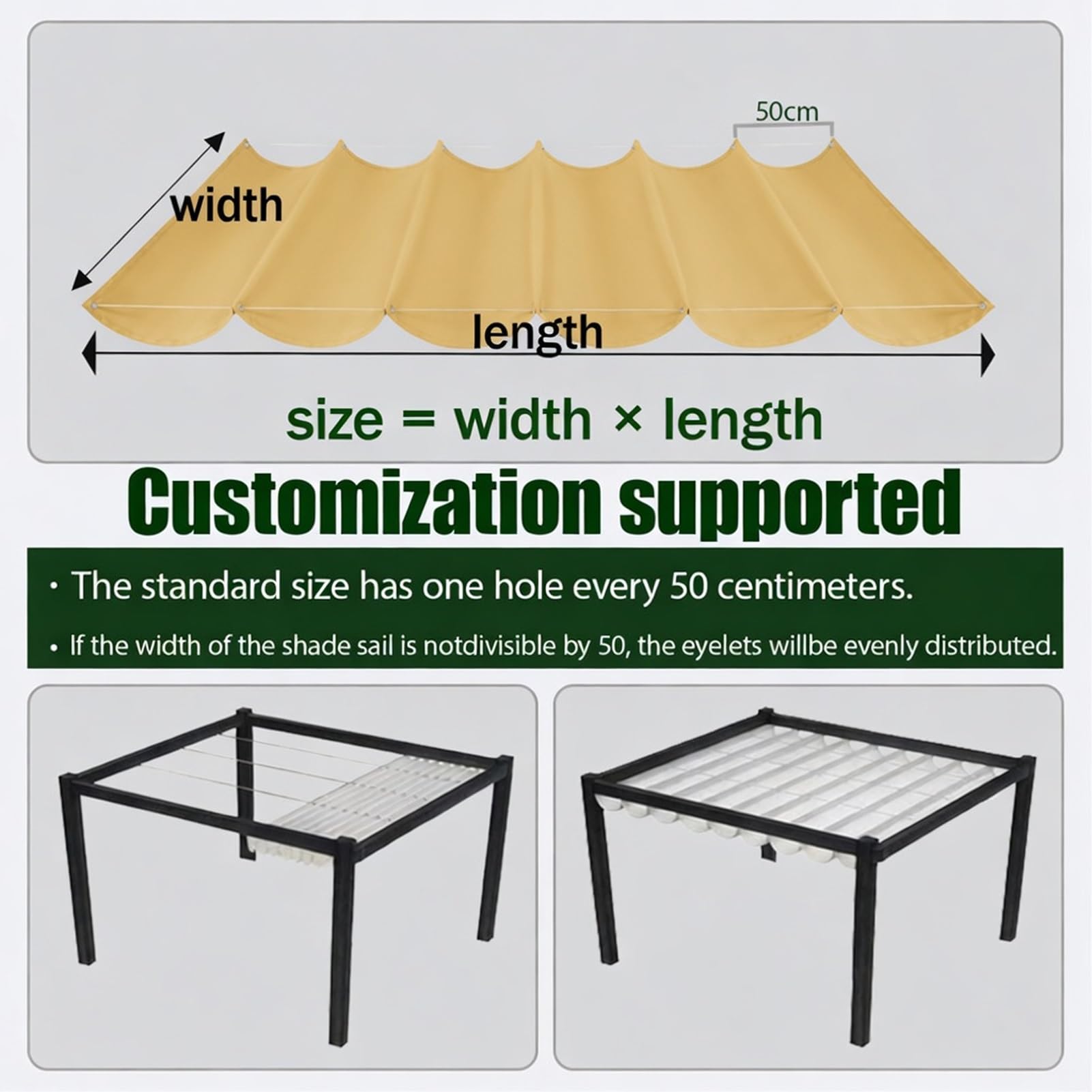 Toldo Retráctil Ondulado 2.3 x 9 m Ajustable Ondulada Toldo Vela de Sombra Protección de La Privacidad Resistente Al Desgarro para Patio Jardín Terraza, Amarillo Arena