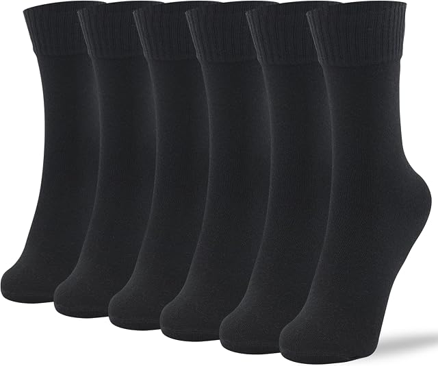 Vintag Cotton Mens Socks 6-Pack Black Socks, Breathable, Anti-Odor, Comfortable, Durable Dress Socks Men 9-12, Odor-Resistant, Ultimate Comfort, Ideal for Formal & Casual Wear