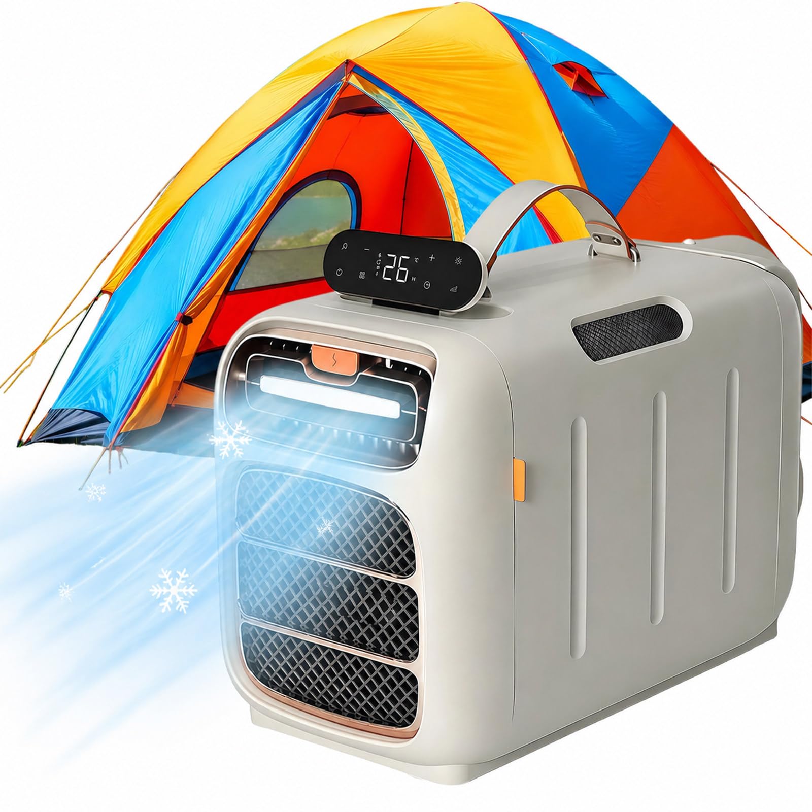SHUMIAO Mini Air Conditioner 5200 BTU, 1500W High Efficiency 4-in-1 Cooling & Heating System with Wireless Bluetooth Audio Player & Smart LED Digital Screen for Caravans, Trucks & RVs