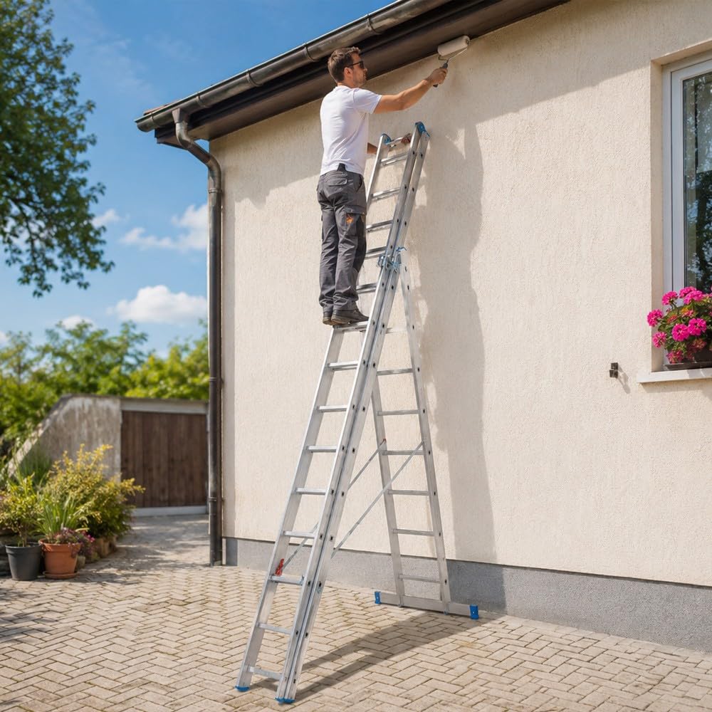Petra Echelle Professionnelle Transformable en Aluminium 3 Plans 12 marches