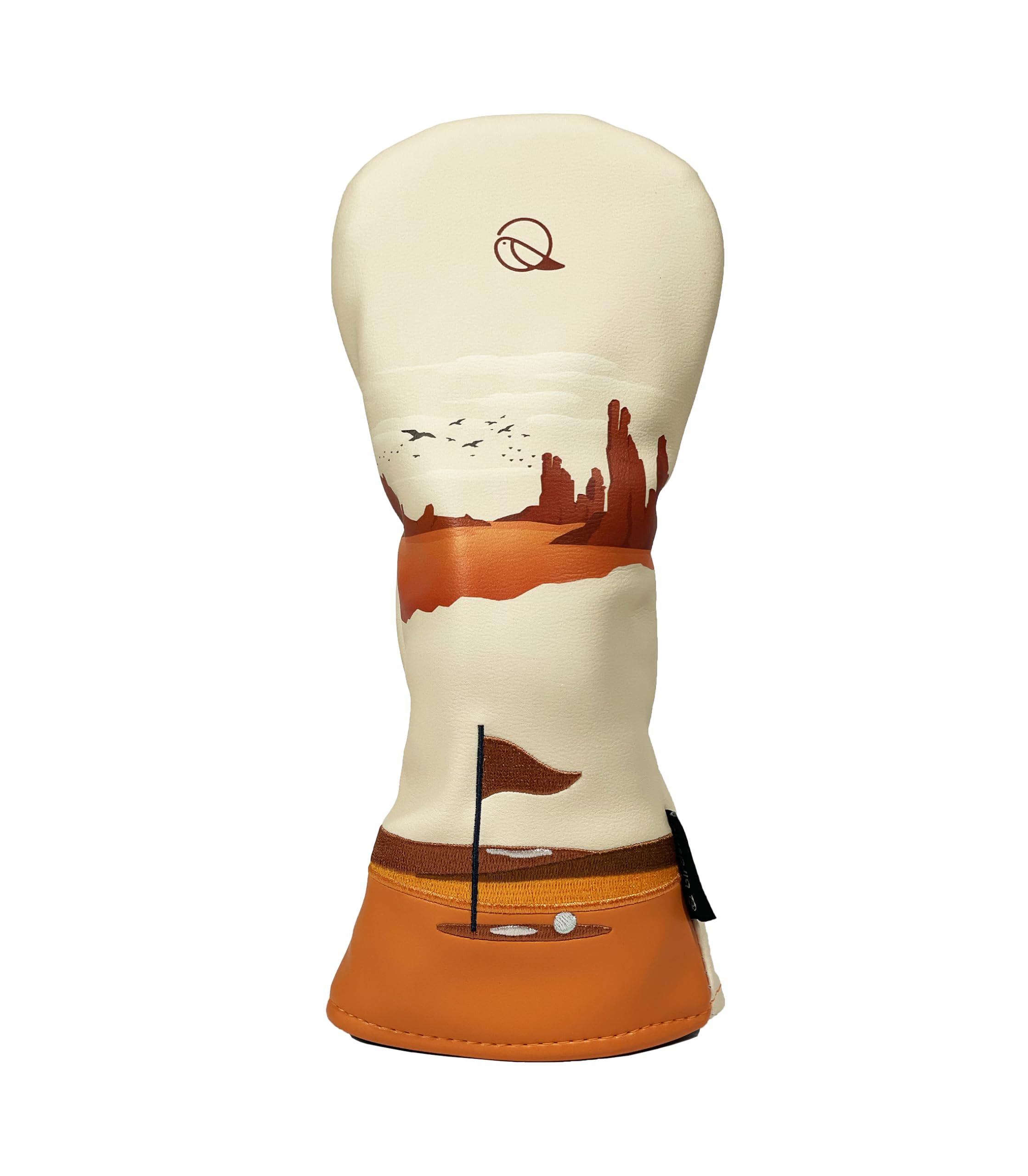Golf Headcover for Hybrids and Fairway Woods Premium Leather Head Cover. Digitally Printed and Embroidered Design. (Desert Course)