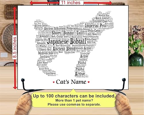 Miniatura 2 de PetArt.us Japanese Bobtail Personalized Art Print Custom Pet Name, Gift for Cat Lovers or Pet Memorial, Gift Wrapped Home Decor, Handmade in the