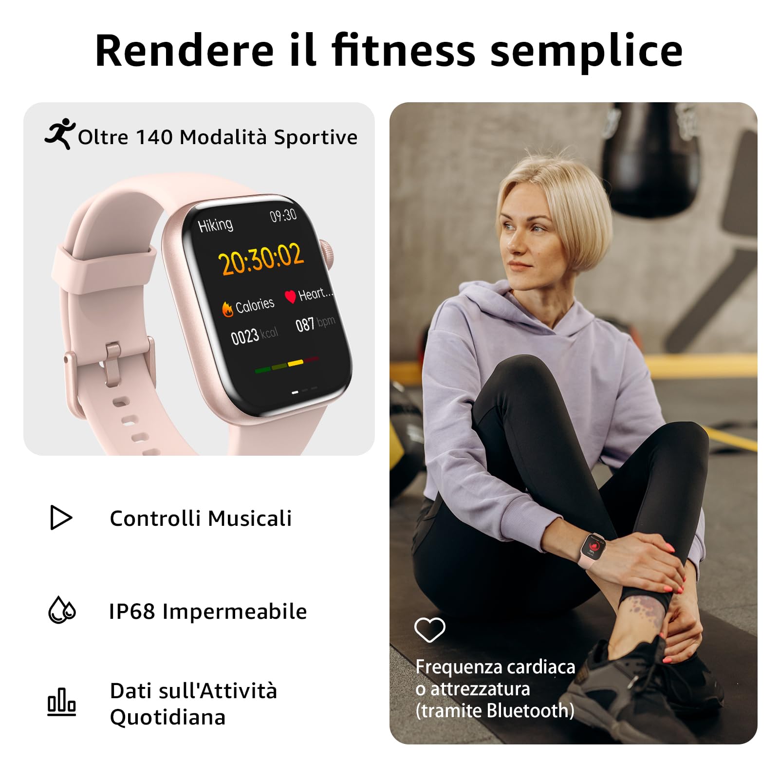 AcclaFit Smartwatch Uomo Donna, 1.85" Full Touch Screen Smartwatch con Effettua/Risposta Chiamate, Fitness Tracker con Pressione Sanguigna e Monitor Sonno, 140+ Sport Step Counter per Android iOS