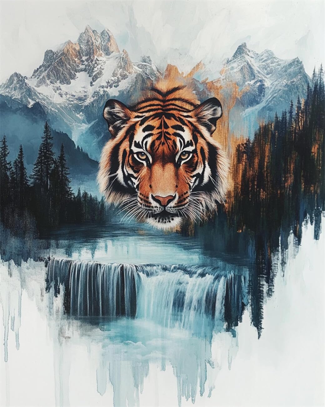 RKFLGEW DIY Embroidery Set Tigers and Scenery 30x40cm
