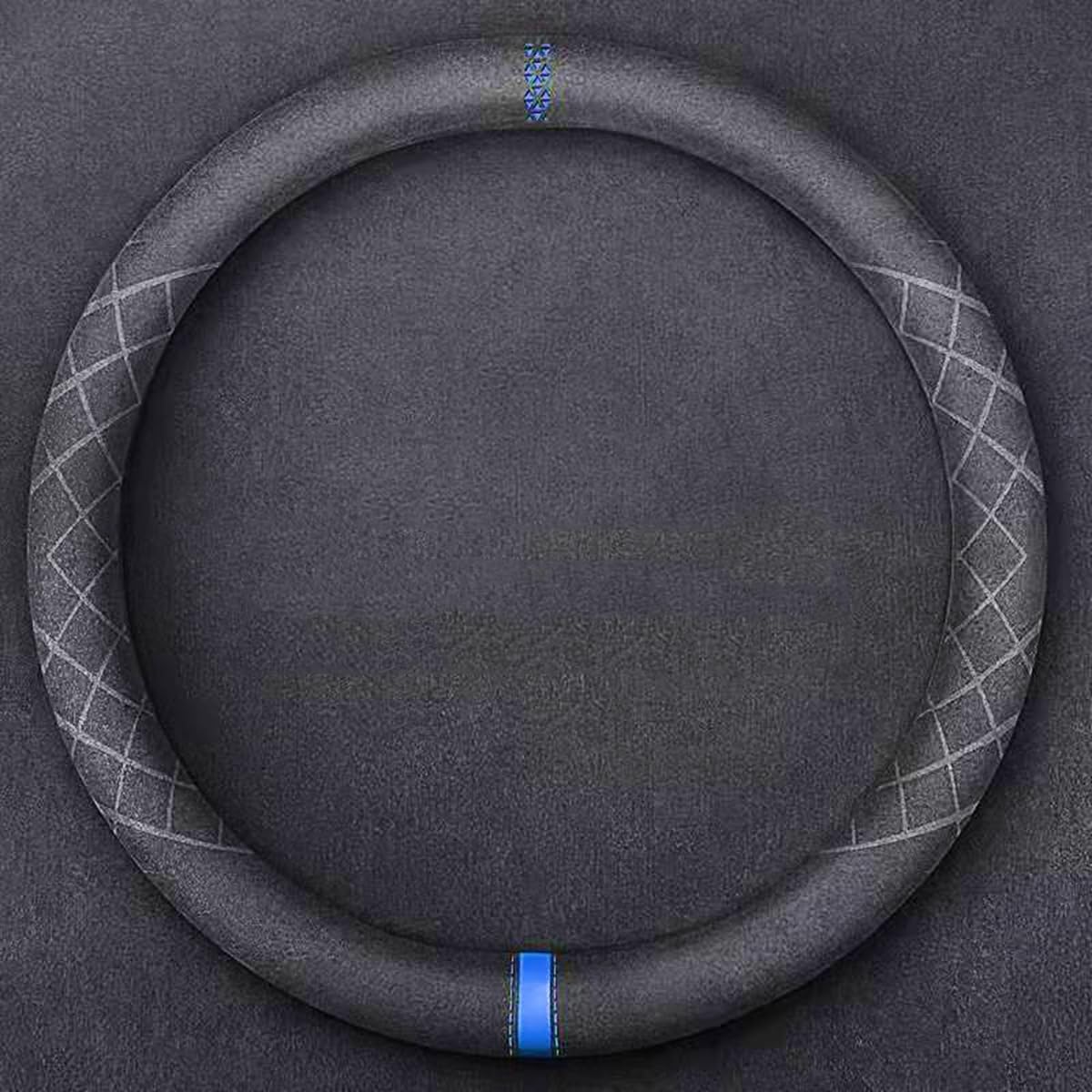 Car Steering Wheel Cover for Jeep Wrangler 4-Doors Willys Sport/Sport S/Islander/Willys/Freedom, Sweat Absorbing Breathable Light Luxurious Steering Wheel Covers Protector,Blue-O-type