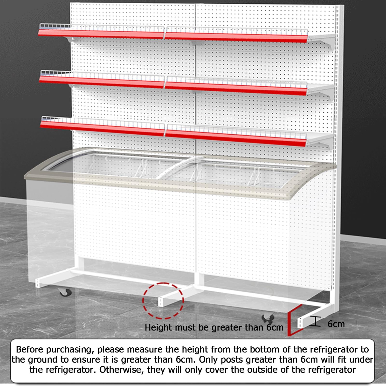 unità di scaffalatura del congelatore Commerciale, Rack di stoccaggio dell'esposizione al Dettaglio Resistente per supermercati, generi Alimentari, Negozi di liquori, Bianco, bianco-122.5x39x196cm