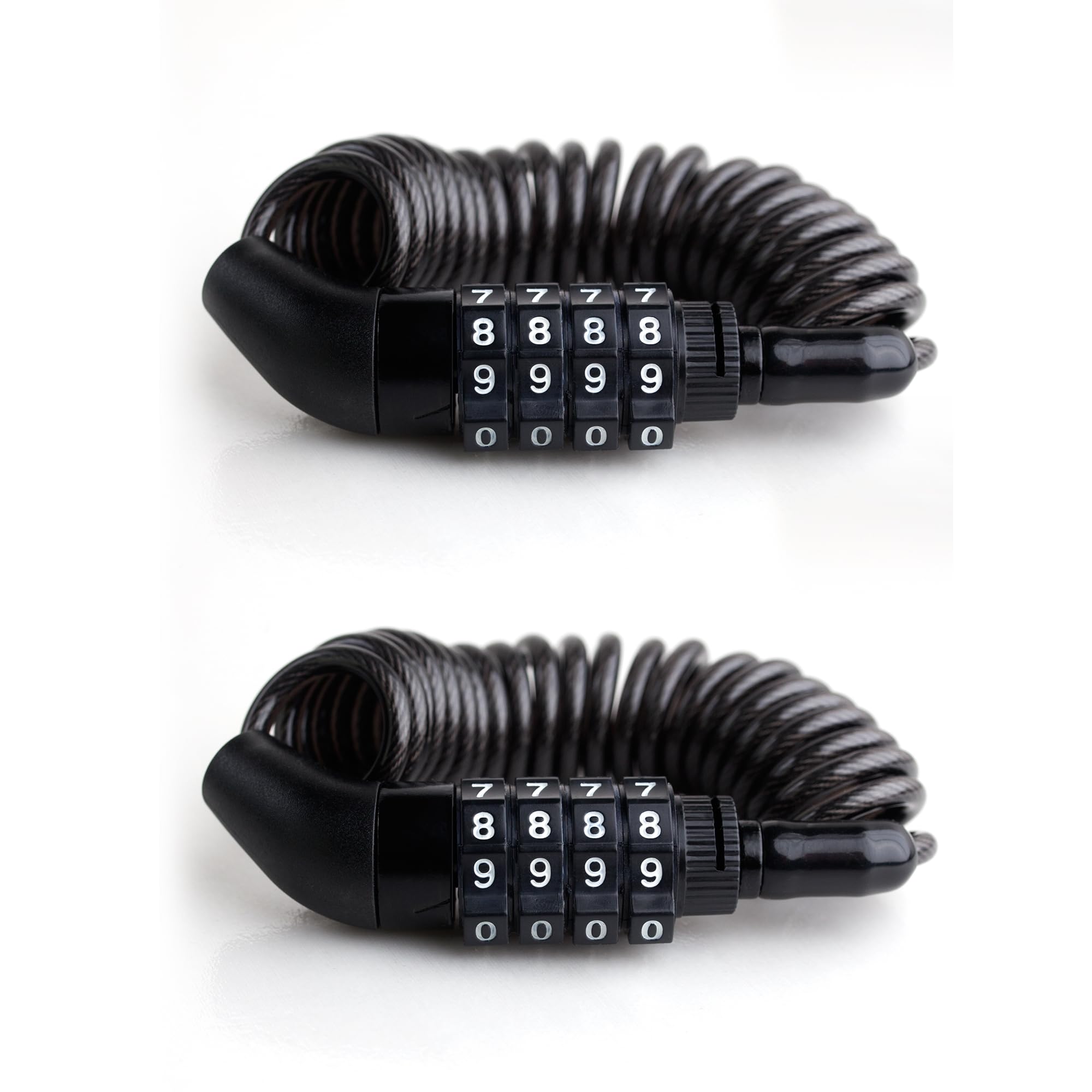 Up Security Black+Black Small Combo Bike Lock Cable – Retractable 4-Digit Combination Lock For Bicycle, Scooter, Helmet, Luggage, Ski, Snowboard
