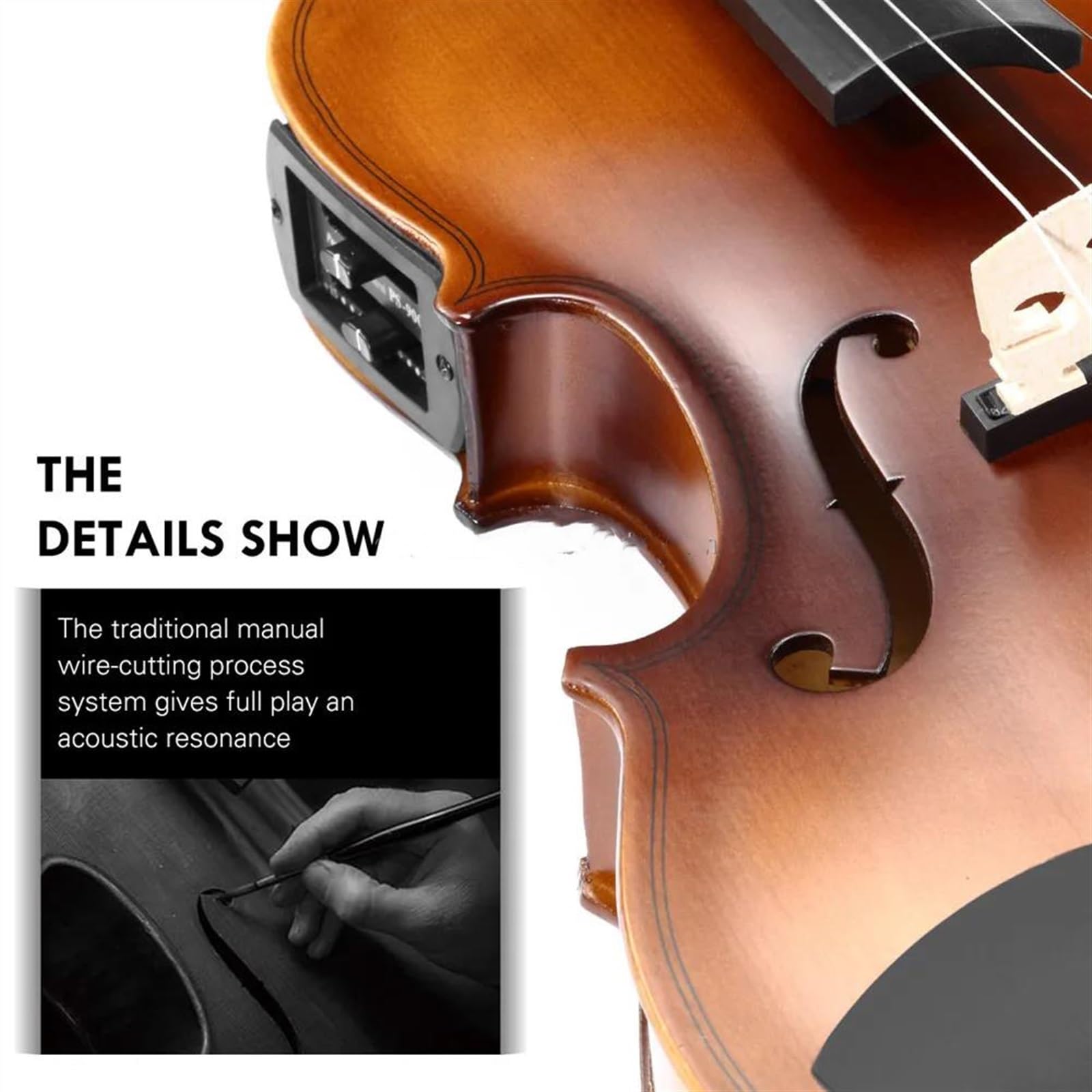 Violine Anfänger-Starter-Set Für Elektrische Violine Aus Massiver Fichte Mit Schwarzem Etui Bogen Und Schulterstütze(1/4)