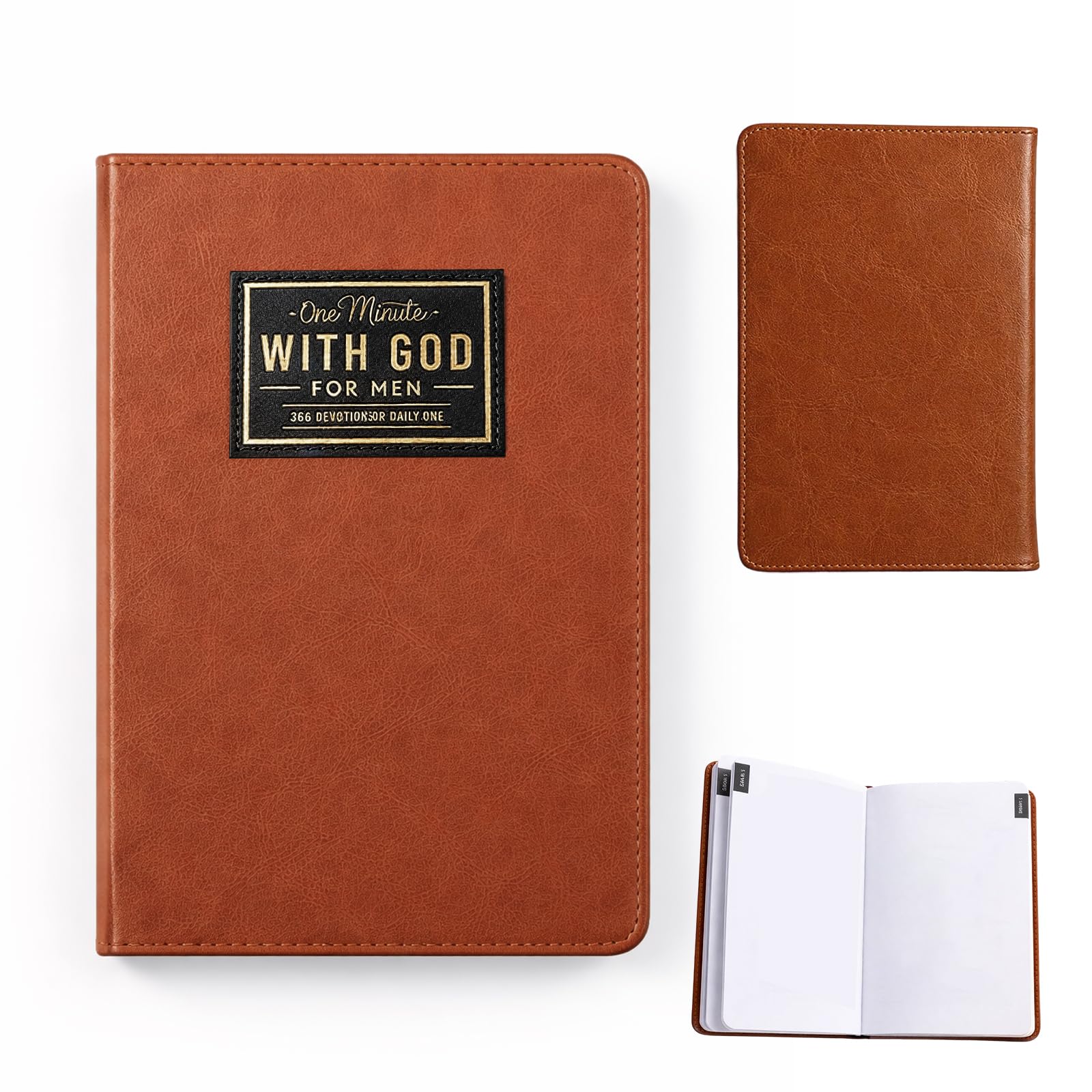 BeoTnp One Minute with God for Men，365 Days Daily Devotional Journal for Men, Leather Bound Prayer Notebook, Spiritual & Bible Study Guide for Daily Reflection, Portable Journal for Professionals