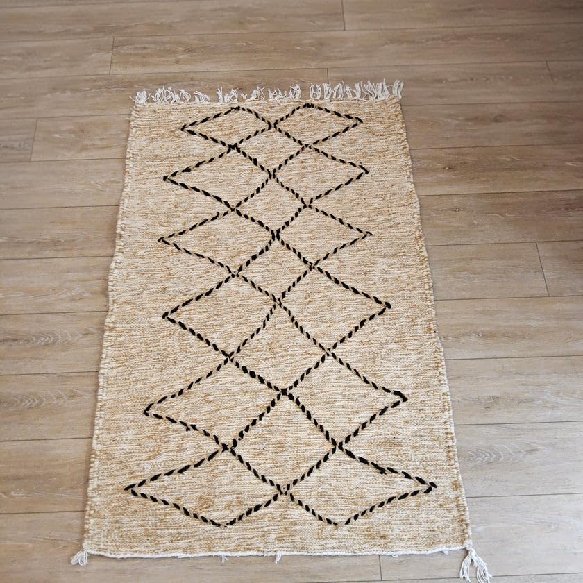 Générique Tifinagh Shop - Tapis Berbère Kilim Zanafi Authentique – 100% Laine - 142 x 93 cm – Pièce Unique Artisanale du Maroc