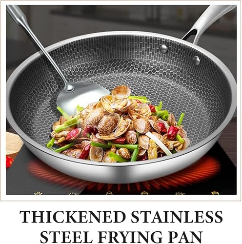 Miniatura 8 de Hemoton Wok Wok de panal con asa para freír chino, wok, antiadherente, sartén para cocinar, wok, utensilios de cocina para estufas de gas de