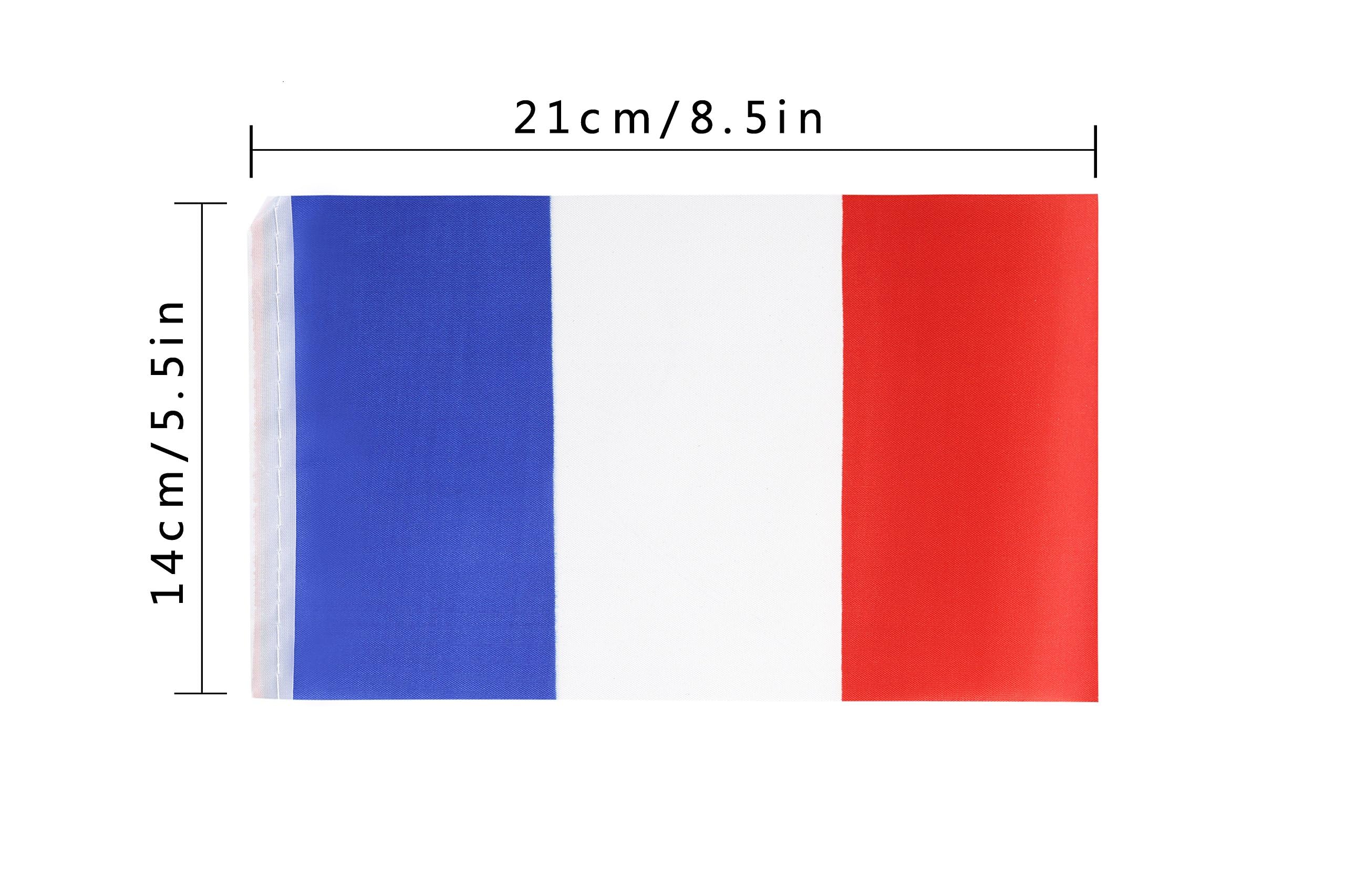Bandera de cuerda de campo, bandera de cuerda de 5.5 x 8.2 pulgadas, decoraciones de fiesta para interiores y exteriores, 20 mini banderas de 16 pies (Francia)