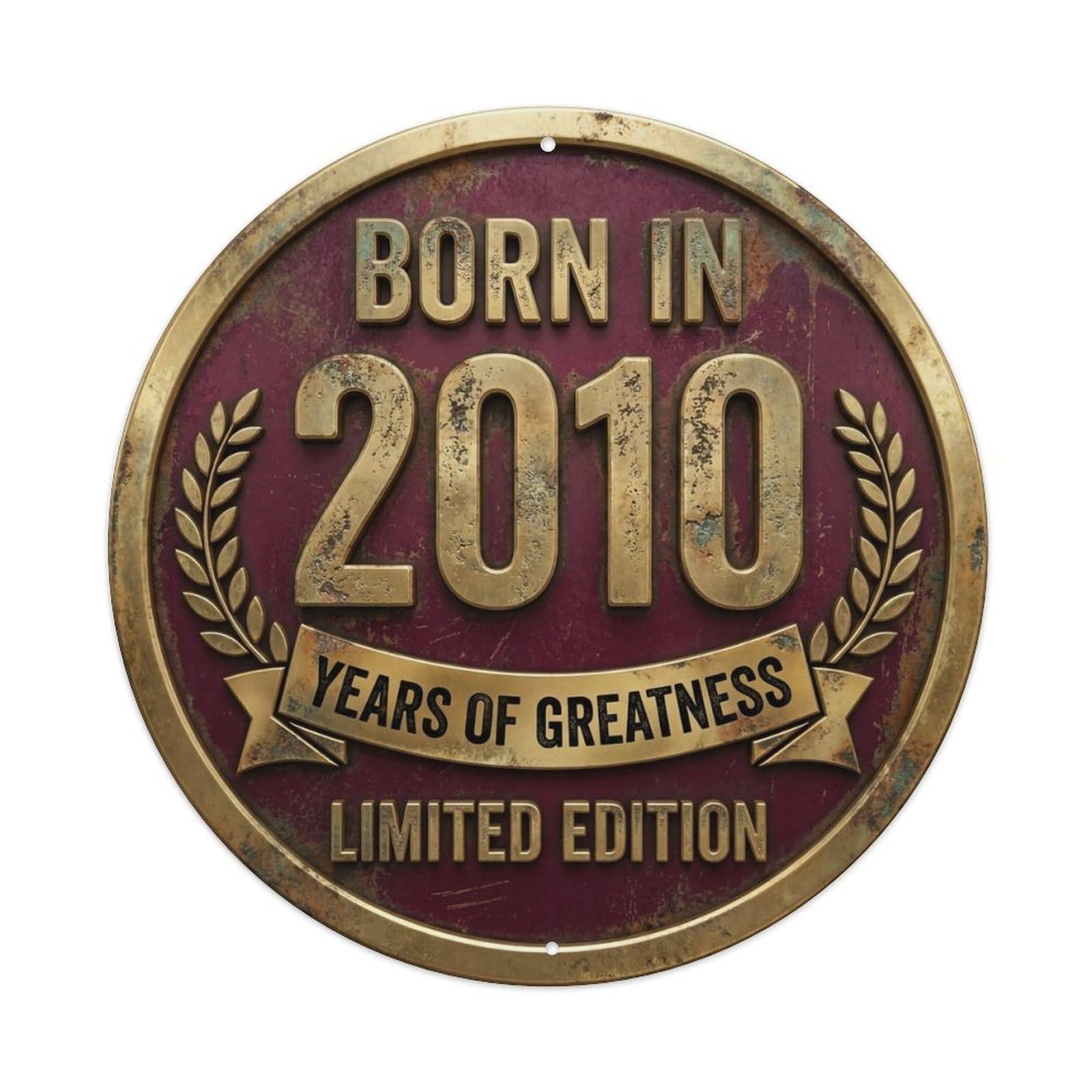 Born In 2010 Years Of Greatness Year-Themed Birthday Gift Metal Tin Sign