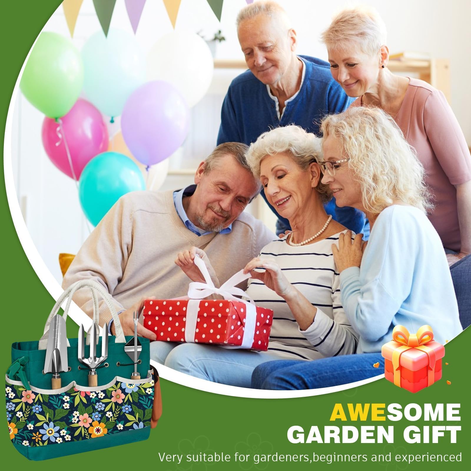 Juego de herramientas de jardinería para mujer, 22 piezas, juego de herramientas de mano para jardín, organizador, regalos para madre, principiantes, jardineros, accesorios de jardín con palas para