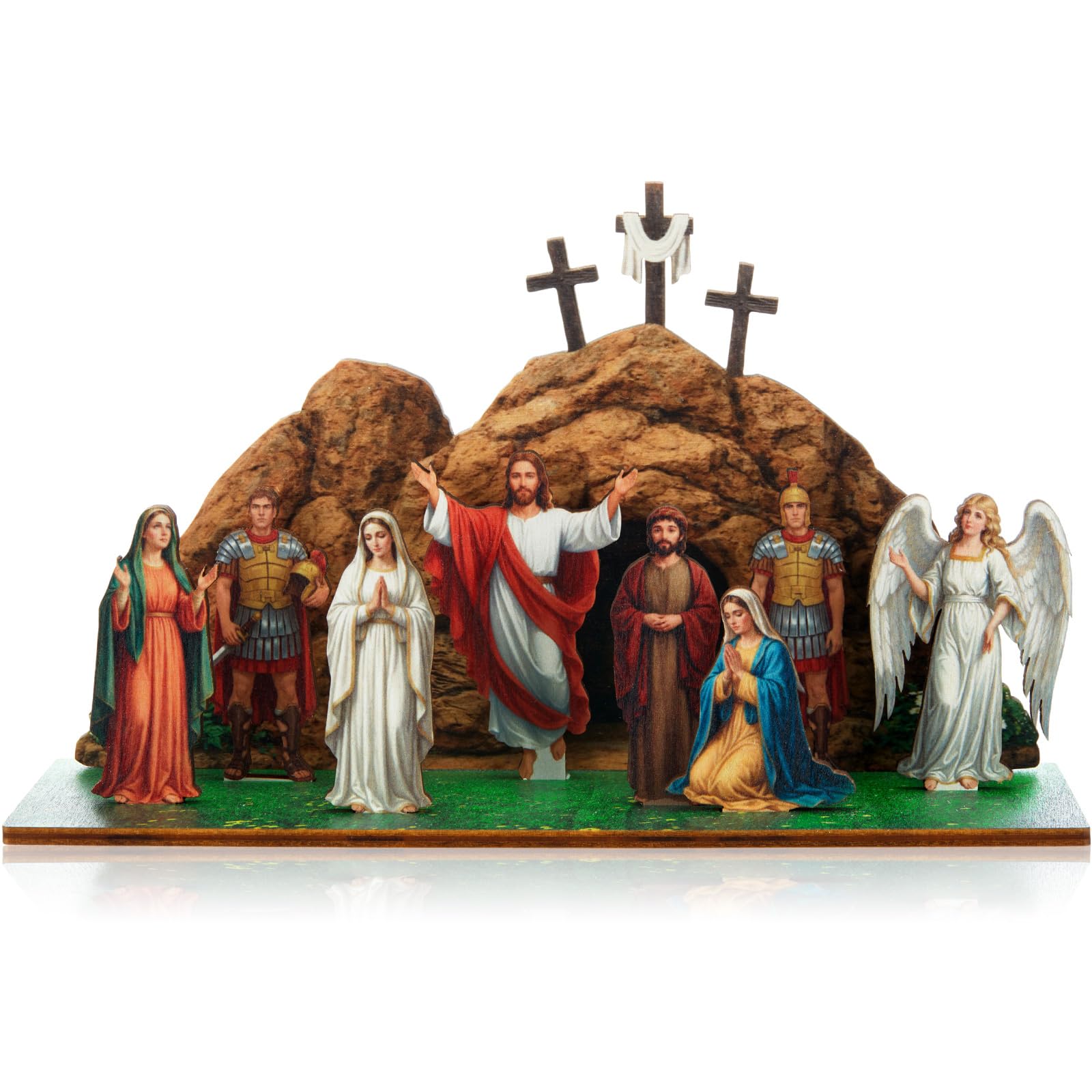 Photo 1 of **FOR PARTS ONLY/ MISSING PIECES** Novabright 10 Pcs Easter Resurrection Scene Decor Set Empty Tomb Cross Jesus Decorations Christian Religious Wooden Tabletop Decor for Home, Church Spring Easter Centerpiece Gift
