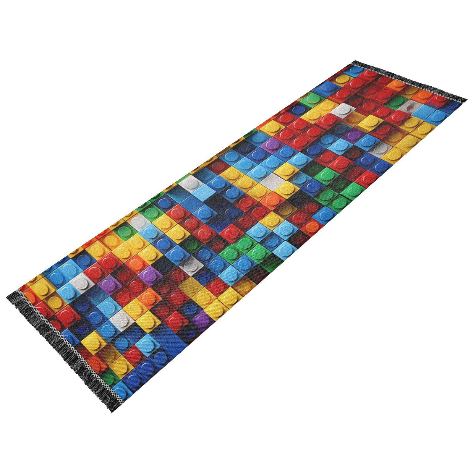 Bolaz Hallway Runner Rug，Colorful Block Pattern 2，Long DoorMats Indoor 24"x72" Non-Slip Ultra Soft for Bedroom Bathroom Laundry Living Room