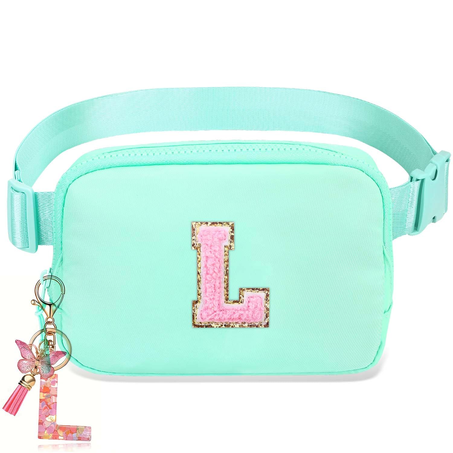 Gifts Girls Teens Kids - Birthday Gifts for Women, Personalized Gifts for Mom Freind Sister Teacher, Graduation GiftsInitial Crossbody Bag Belt Bag for Women Mint Green L
