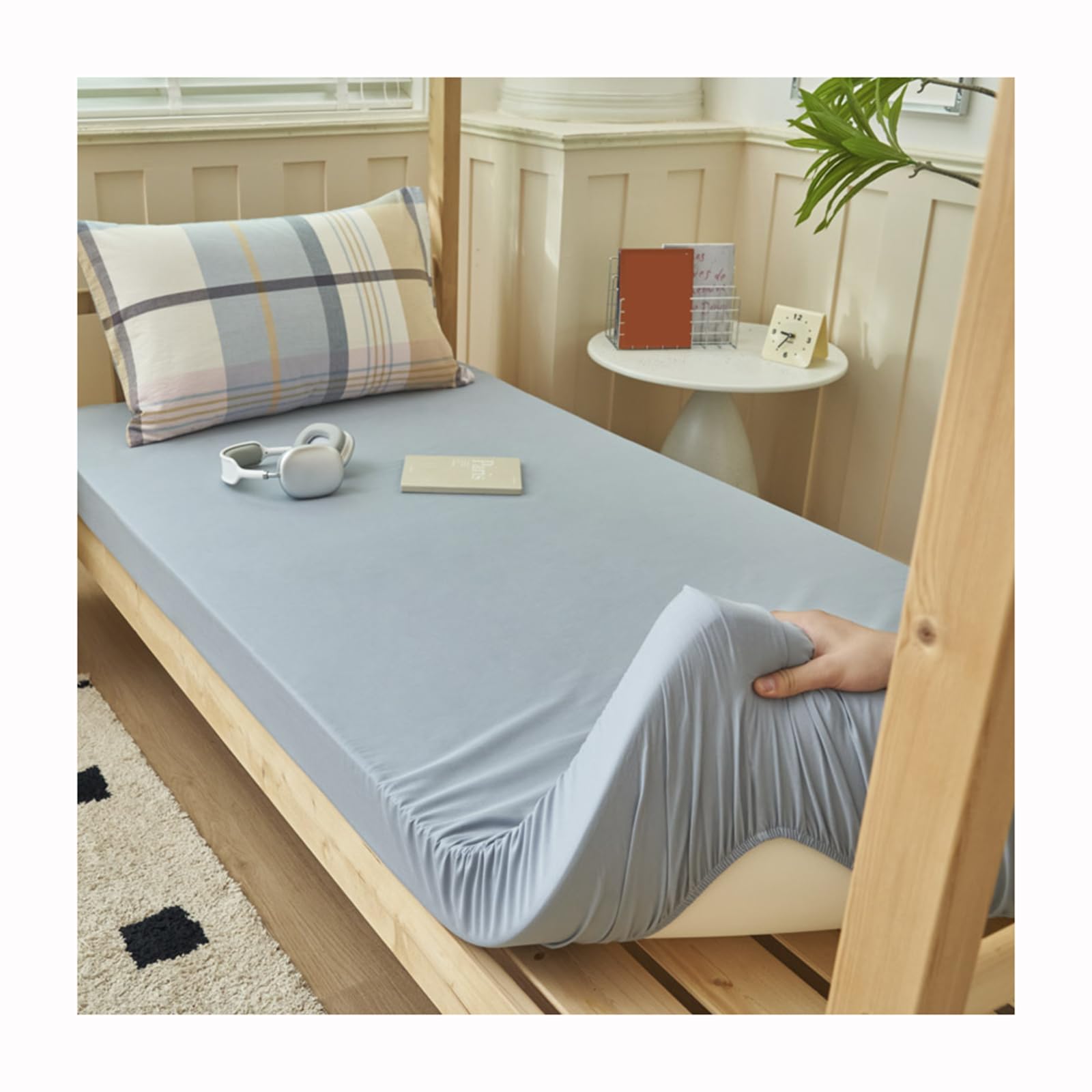 Mswborml Super Soft Futon Floor Mattress Cover with Elastic Band, 100% Cotton Mattress Cover for Japanese Tatami All-Inclusive Traditional Futon Mattress Protector, No Mattress,M,150x200cm/59x79in