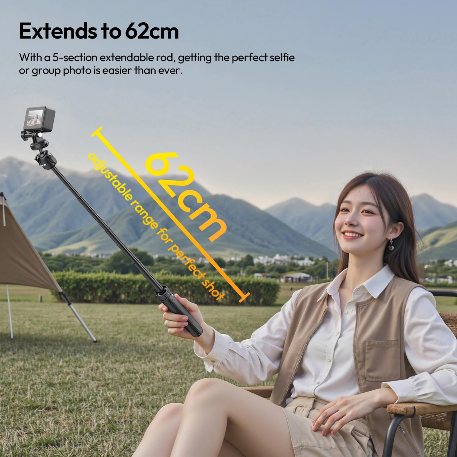 ULANZI MT90 Mini Trépied de caméra à dégagement Rapide pour DJI Pocket 3 4/Osmo Action 5 4 3, Perche à Selfie Compatible avec GoPro/Insta360 X5 Ace/Ace Pro/X4, trépied de Voyage pour caméra d'action