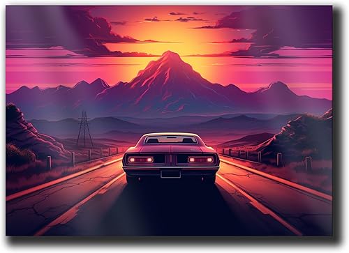 Miniatura 1 de Unique Synthwave Style Retro Art, 80s style art, framed poster print, guest room art, cool living room art, Nature Wall Art, poster Prints