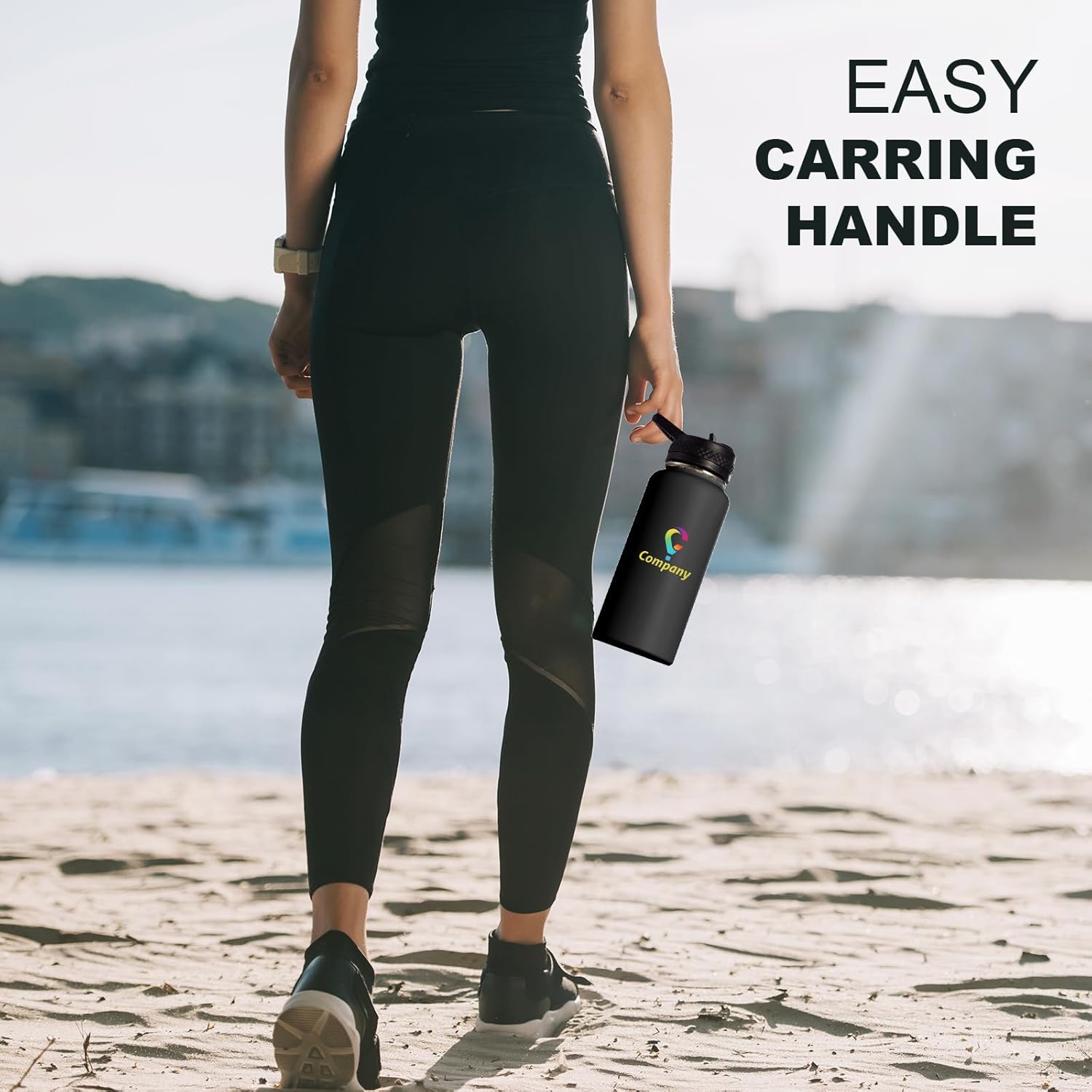 Personalized Custom Water Bottles with Text Logo Print in USA 32oz 10 Pcs Double Wall Stainless Steel Leakproof Wide Mouth Cups with Flip Straw - Image 6