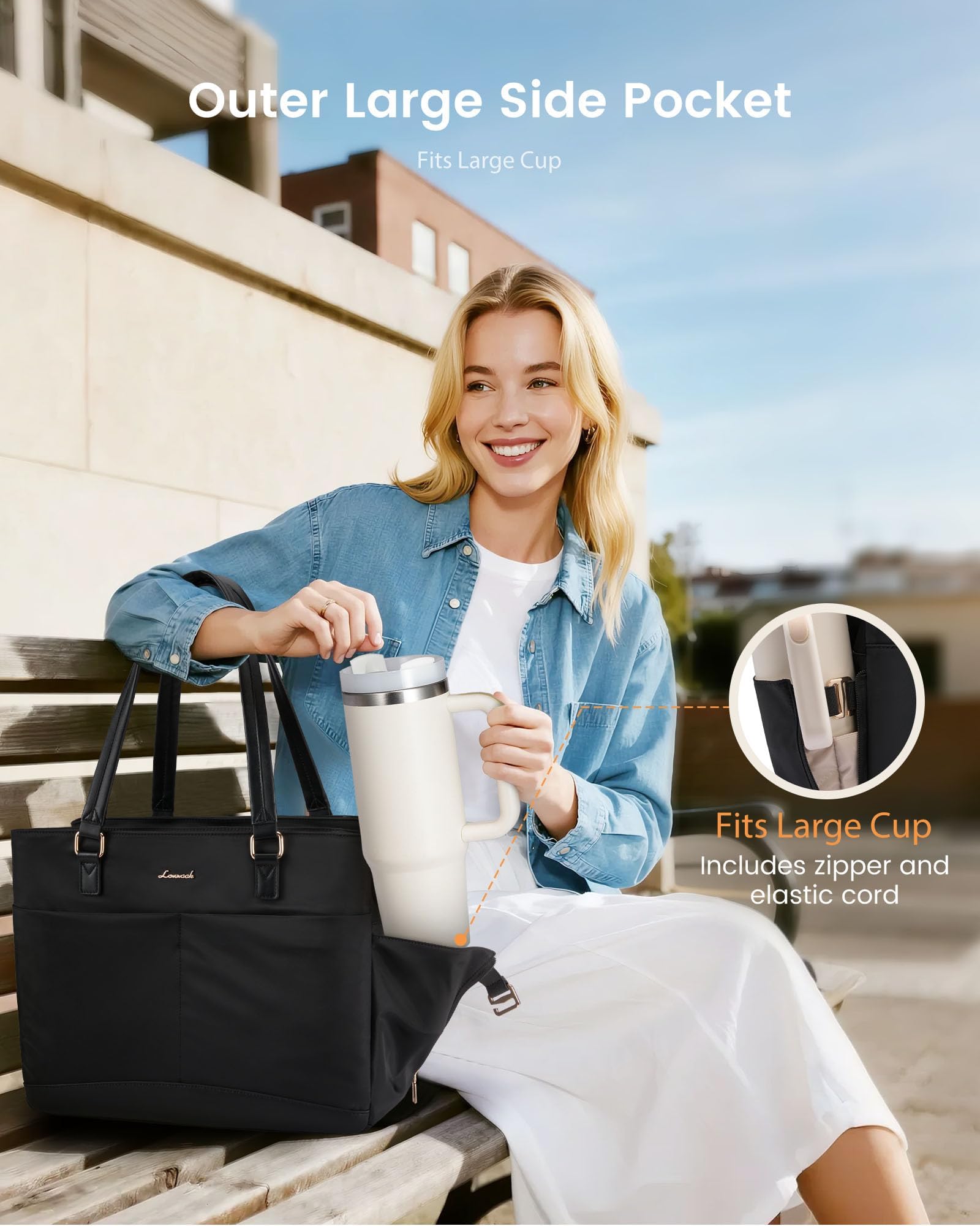 LOVEVOOK Borsa per computer portatile da donna, con scomparti multipli