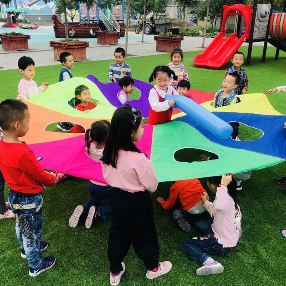 Paracaídas para Niños con Agujeros, Juguete Arcoíris, Equipo de Juego al Aire Libre