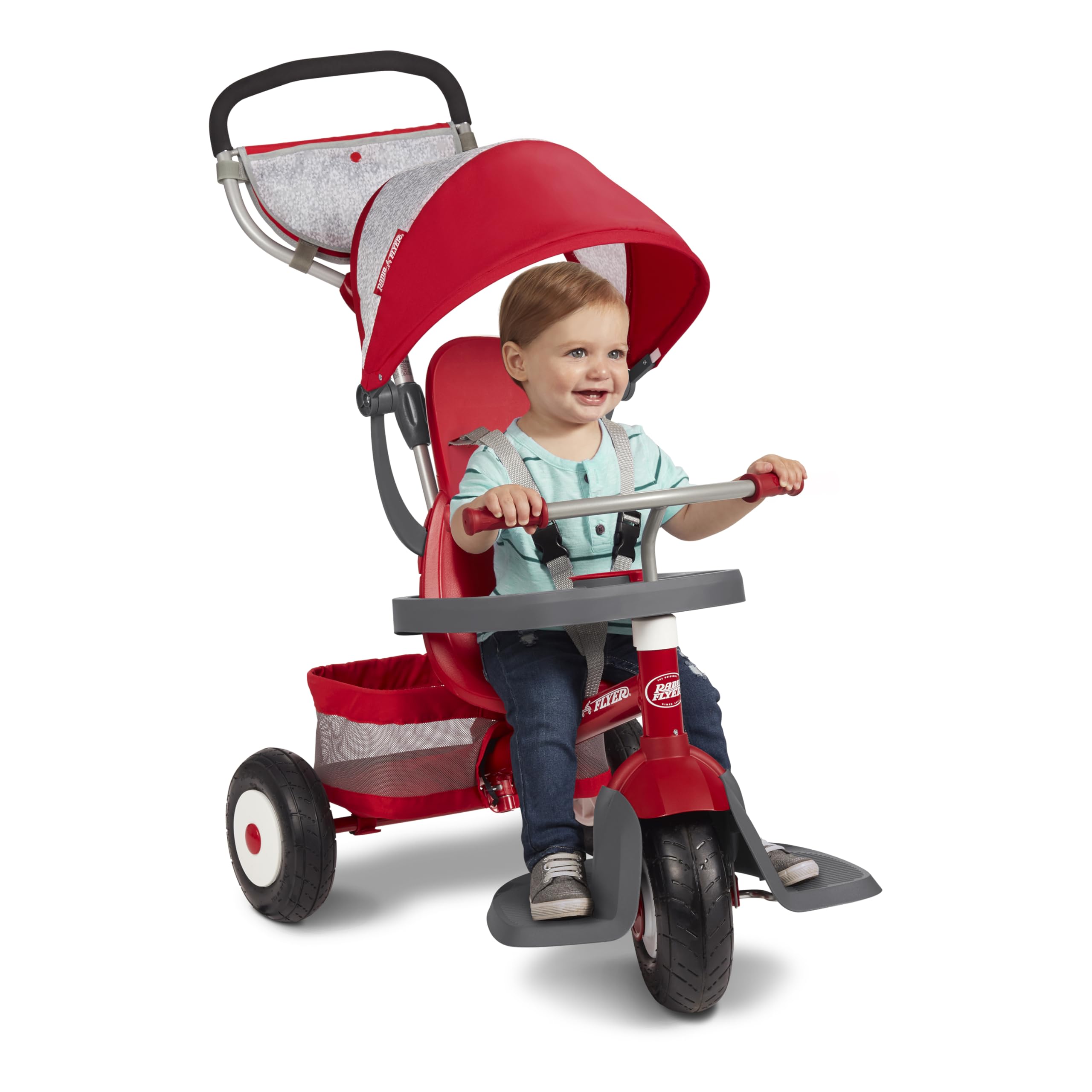 Ultimate All-Terrain Stroll ’N Trike, Ages 1-5, Convertible 4-in-1 Tricycle, All-Terrain Tires, Parent Push Handle, UV Canopy, Accessories, Safety Harness, Stroller Tricycle for Toddlers