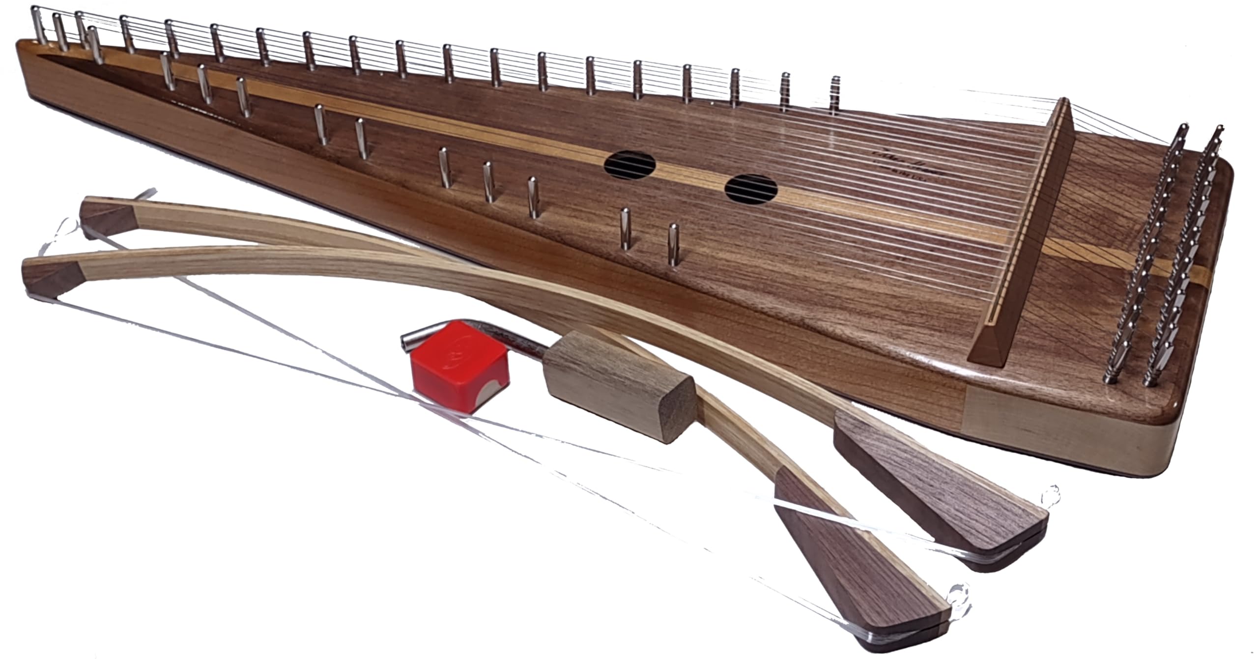 Bowed Psaltery Cherry with Black Walnut top and bottom, 30 strings with two bows