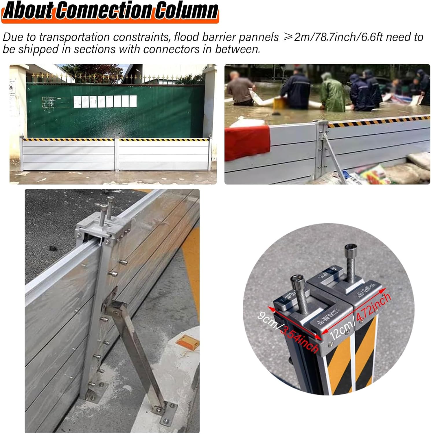 Flood Barrier Heavy Duty Aluminum Water Stopper for Driveway, Garage, Wet Room Reusable Detachable 160cm L