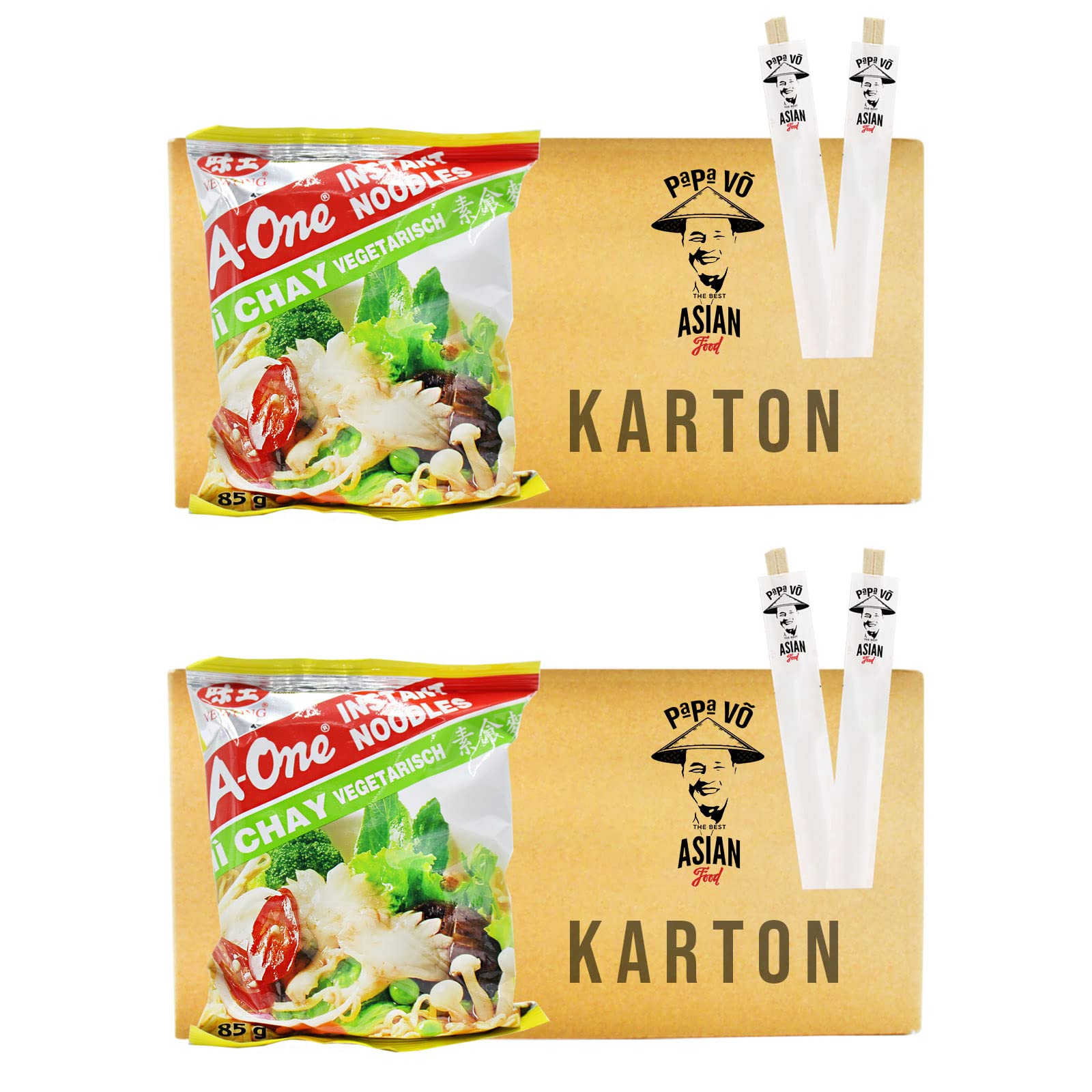 60er Pack (60x85g) A-One Instant Nudelsuppe Gemüsegeschmack Mi Chay (Papa Vo)