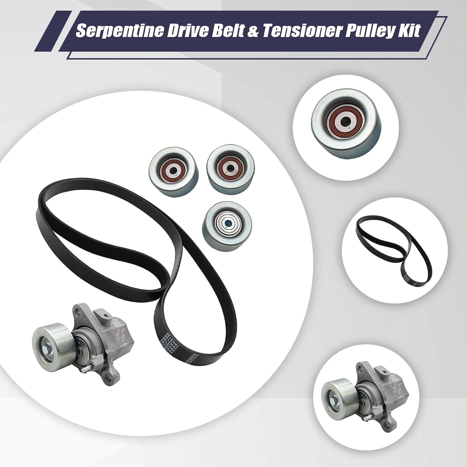 Serpentine Drive Belt & Tensioner Pulley Kit Compatible with 2016-2023 Toyota Tacoma 3.5L V6, Replaces 7PK2120 1662031090 166200P010 39424