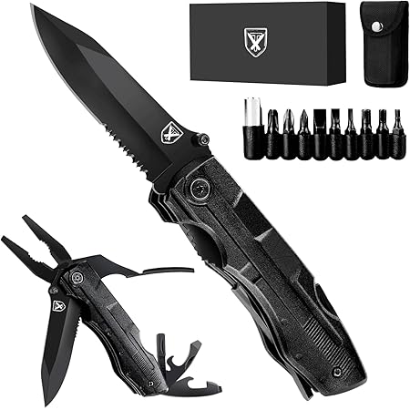 Gifts for Men Dad Husband, Pocket Knife Multitool, Unique Christmas Camping Hunting Fishing Birthday Gift Ideas for Him Boyfriend, Stocking Stuffers, Cool Stuff Gadgets, EDC Hiking Folding Knife