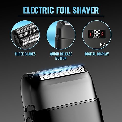 Miniatura 3 de Novah - Juego de cortapelos y recortadores profesionales de peluquería  Máquina de afeitar de papel de aluminio profesional para hombres, cortadora