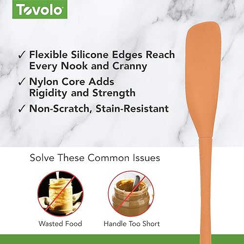 Miniatura 3 de Tovolo Espátula de Silicona para Frascos con Mango Largo, Herramienta de Goma para Raspar y Recoger de Frascos de Mantequilla de Maní, Mermelada y