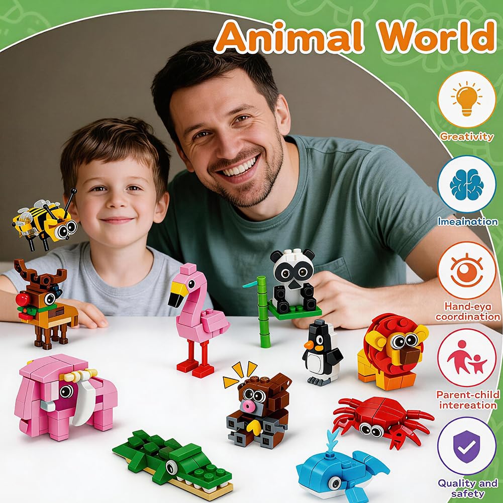Dinosaur Building Blocks Party Favors for Kids 12 Packs Mini Animals Building Blocks Toy - Image 3
