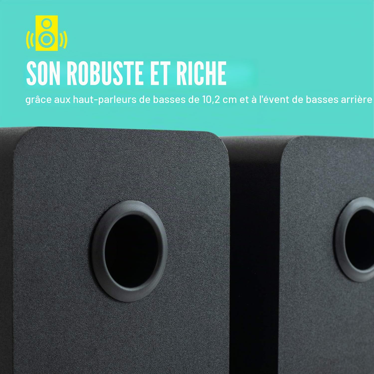 JAM Enceintes Bibliothèque Bluetooth – Compacte, Alimentée par Batterie, Entrée Aux, Enceintes Platine Sans Fil, Haut-parleurs 4 PO, Amplificateurs Hte Définition, Basses, Meilleure Acoustique – Noir | son riche, connectivité Bluetooth 5.0, driver de bass