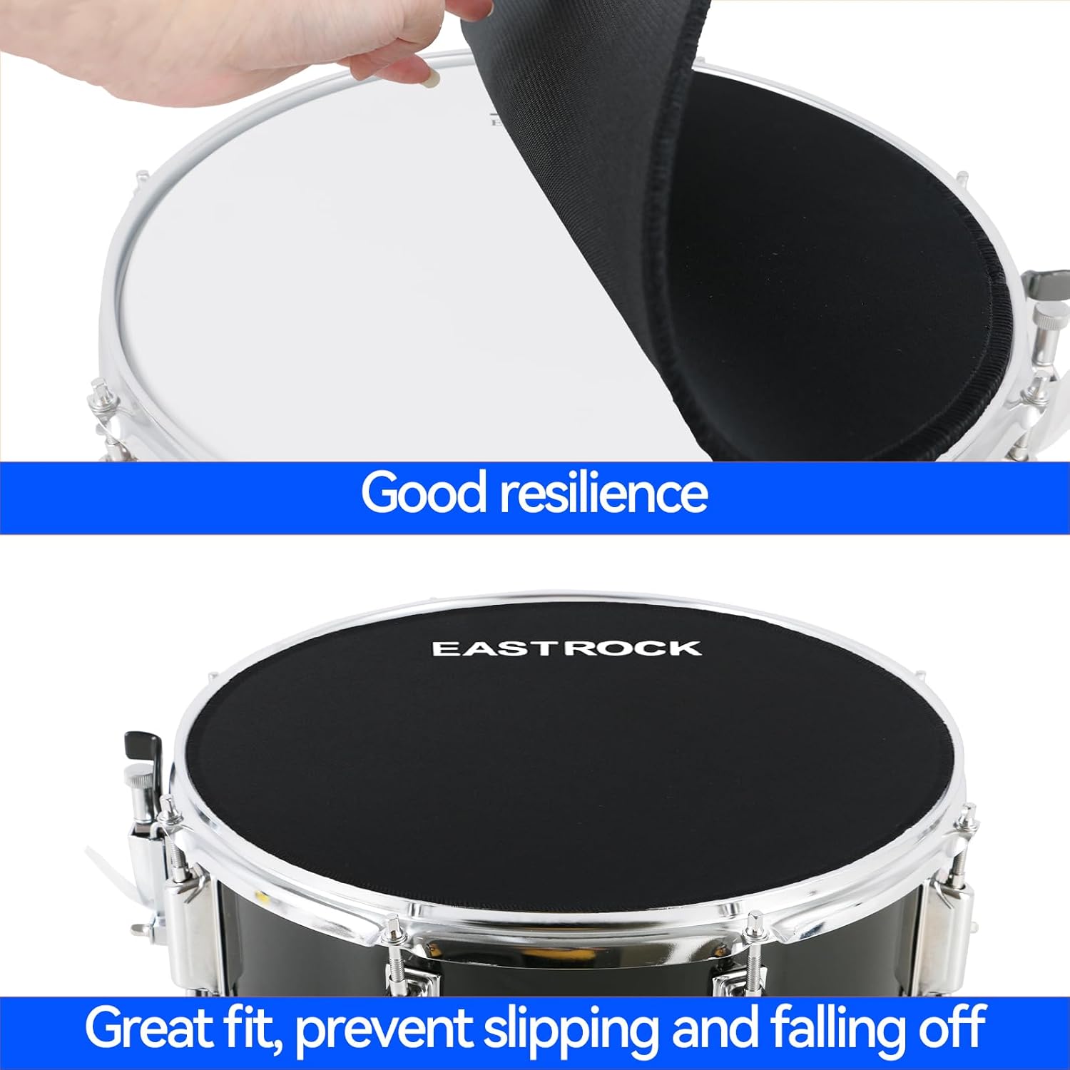 EASTROCK Drum Mute Pads Set 5 Pieces Foam Drum Silencer Pads, Fit 10”, 12”, 14”, 16" Drum, with Snare Wire Pad (Drum Mute Pad 5-Pack) (Fit 10,12,14,16" drum-5 pack)