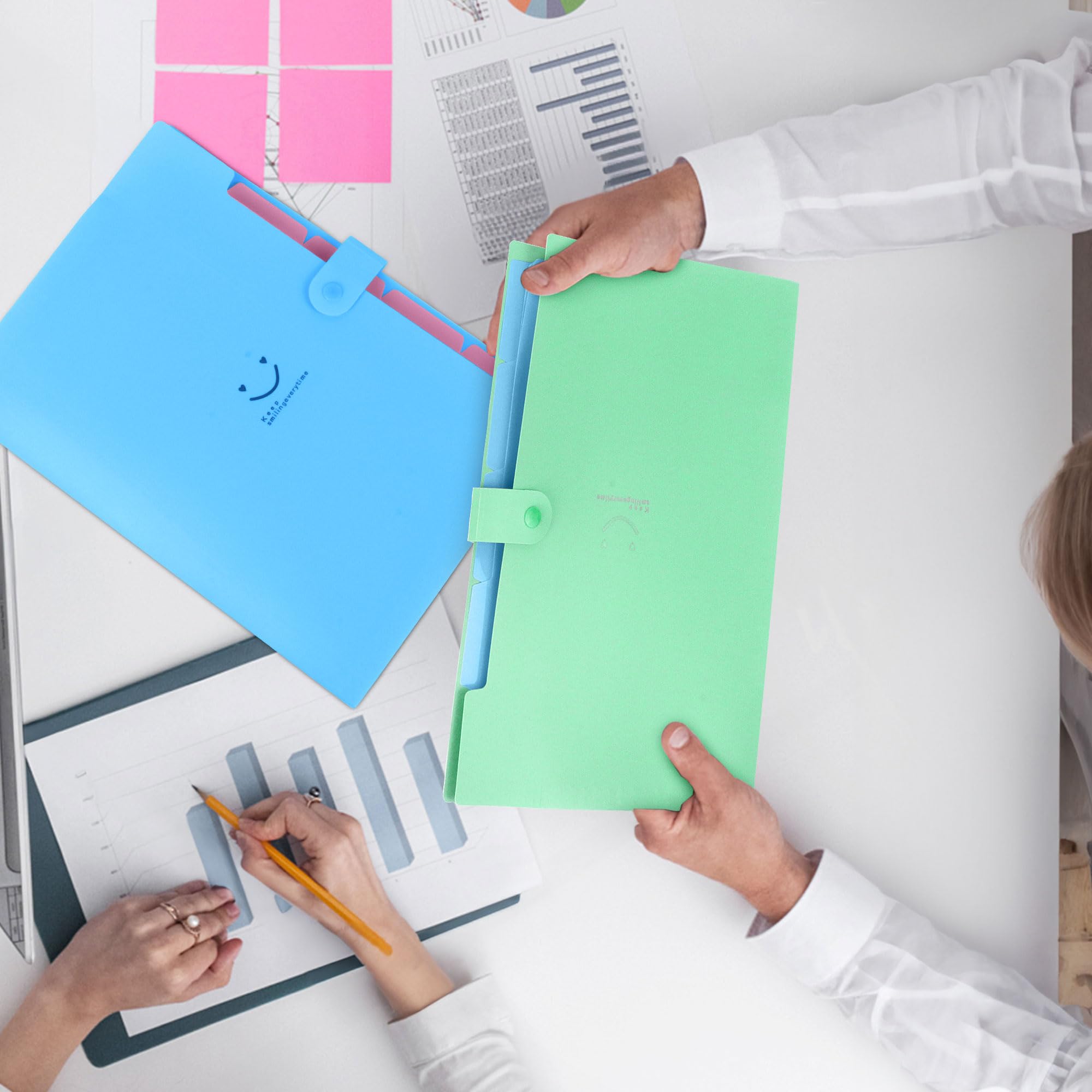4 Pack Expanding File Folders With 6 Pockets, A4 Letter Size Accordion File Folders, Paper Plastic Filling Folders With Snap Closure Subject Document Organizer For Home & Office In Arabia | Whizz Colored