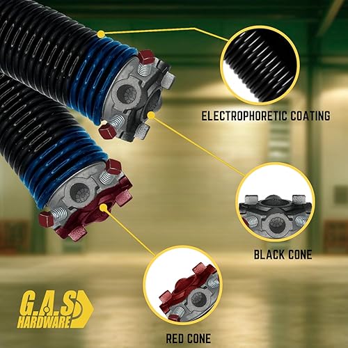 Miniatura 3 de Muelle de torsión para puerta de garaje (283 x 2 x 37)  Rodamiento de acero de 1 pulgada + par de barras de bobinado  Reemplazo de herida derecha