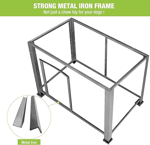 Miniatura 2 de GUTINNEEN Casa para perros a prueba de mordidas con marco de hierro de metal, para perrera de interior pequeña, mediana y grande (43.3 pulgadas de