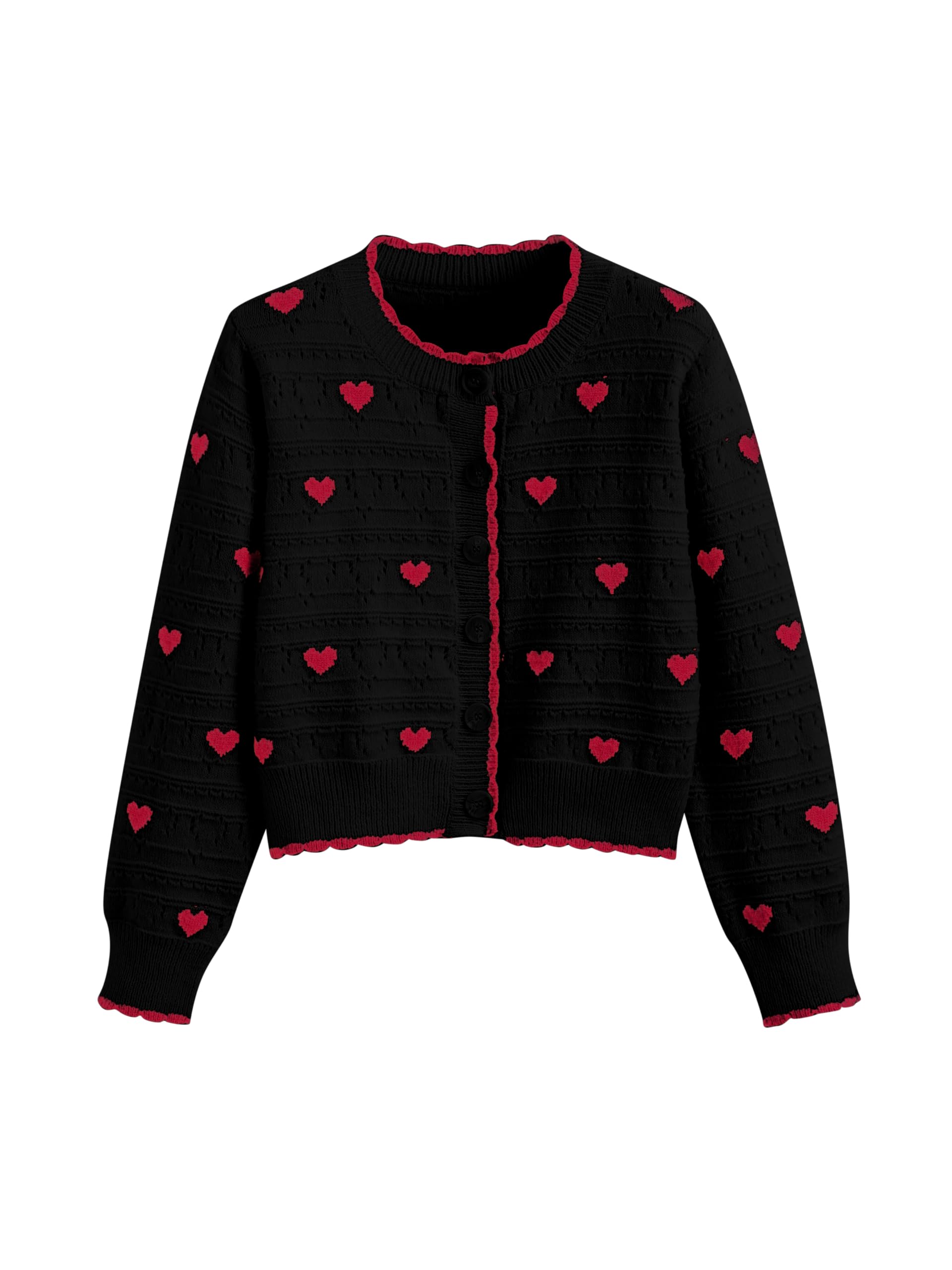 CIDER Cardigan Sweaters for Women Trendy Cute Sweaters Long Sleeve Crew Neck Heart Print Cardigans Spring Fall Outfits
