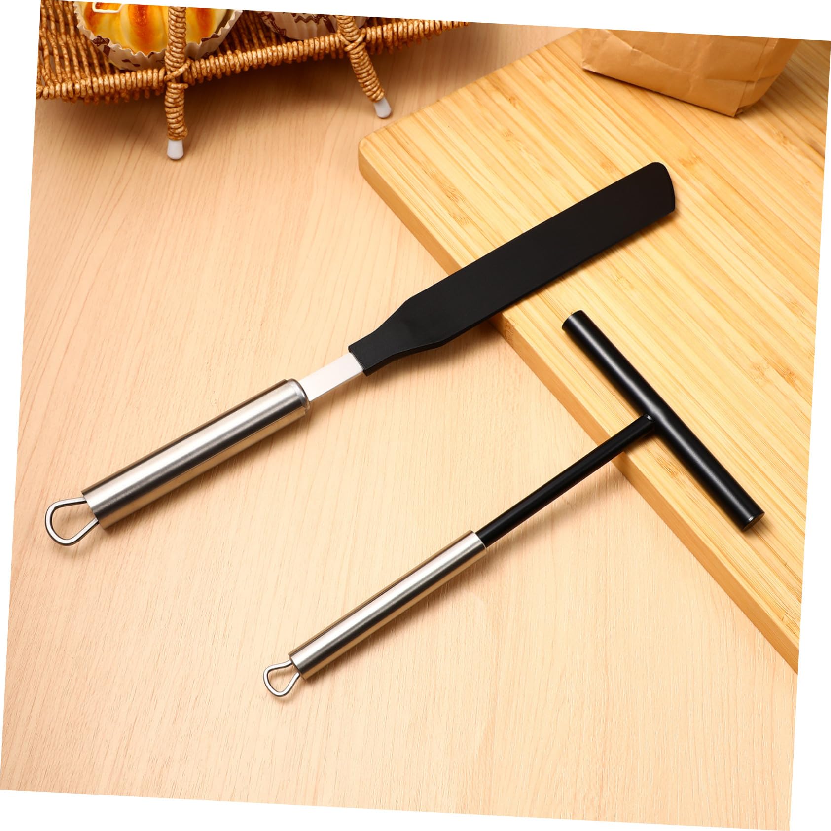 TOYANDONA Juego de Espátulas Color Plata Fuerte y Conveniente de Acero Inoxidable y Nylon y Crema 1 Set para Panqueques para Repostería en Cocina y Panadería