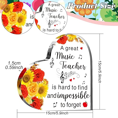 Miniatura 2 de Roowest Regalos de agradecimiento para profesores de música acrílica, recuerdo, pisapapeles, en forma de corazón, regalos de agradecimiento para